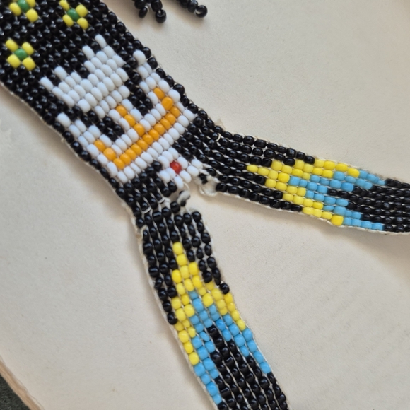 Native Beaded Necklace - Black, Red, Yellow, Blue - Picture 9 of 9